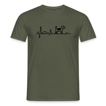 Beagle Cute Dog Heart Rate Heartbeat Love - Men's T-Shirt - military green - Front - AI Model Male 178 light (178cm)