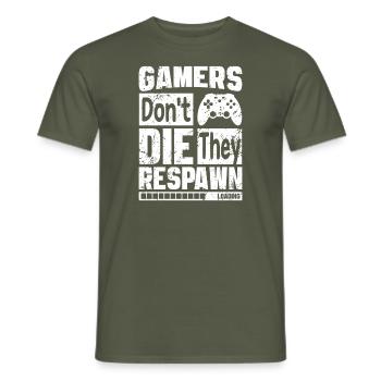 Jeu Gamer Gamepad Game Over Gamer Slave - T-shirt homme - vert militaire - Devant - AI Model Male 178 light (178cm)