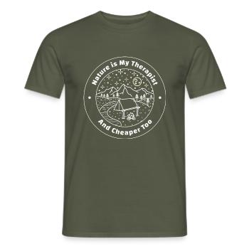 Nature is My Therapist and Cheaper Too - Men's T-Shirt - military green - Front - AI Model Male 178 light (178cm)