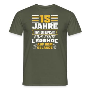Firmenjubiläum 15 Jahre Dienstjubiläum - Männer T-Shirt - Militärgrün - Vorne - AI Model Male 178 light (178cm)