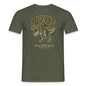 Dinosaur riders - T-shirt homme - vert militaire - Devant - AI Model Male 178 light (178cm)