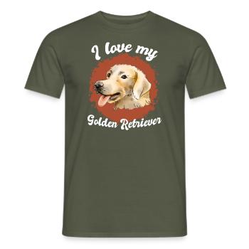 I love my Golden Retriever Spruch Sprüche - Männer T-Shirt - Militärgrün - Vorne - AI Model Male 178 light (178cm)