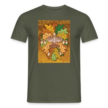 Green Man Autumn - Men's T-Shirt - military green - Front - AI Model Male 178 light (178cm)
