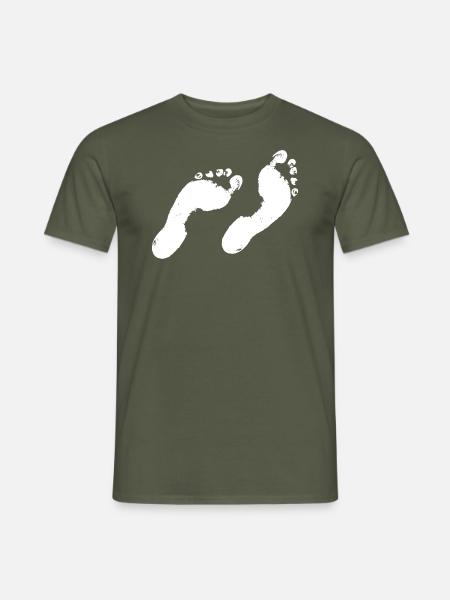 Fußabdruck Fußabdrücke Spuren Fuss Footprints Weiß - Männer T-Shirt - Militärgrün