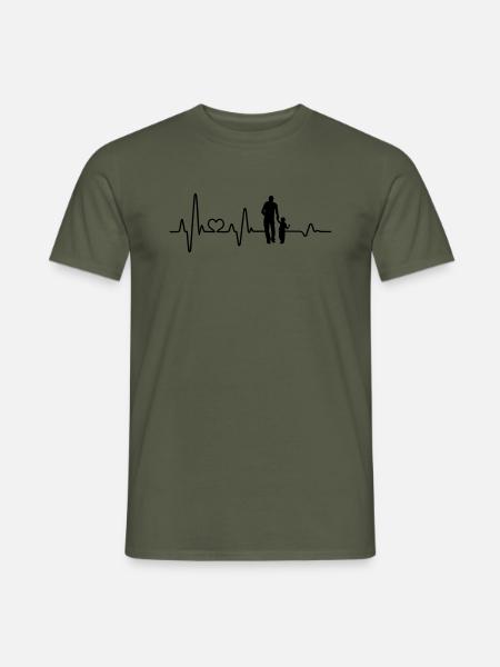 Bester Papa Vater und Sohn Hand in Hand Herzschlag - Männer T-Shirt - Militärgrün