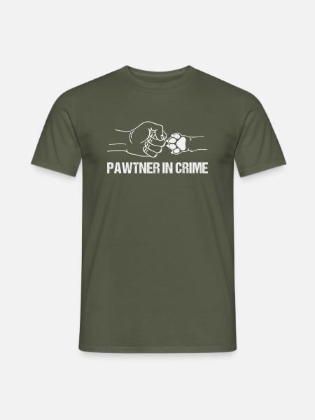 pawtner in crime pfote faust süß - Männer T-Shirt - Militärgrün