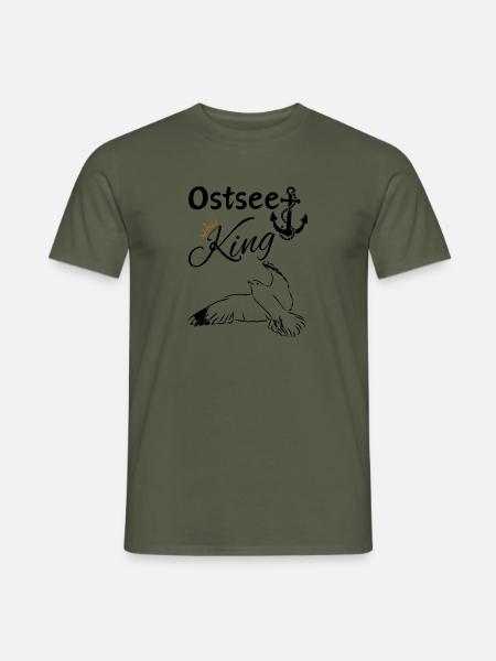 Ostsee King-Ostsee König-Anker und Möwe - Männer T-Shirt - Militärgrün