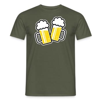 2 Maßkrüge Stoßen An, Prosit! (Bier Maßkrug / 3C) - Männer T-Shirt - Militärgrün - Vorne - AI Model Male 178 light (178cm)