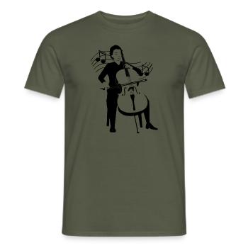 Cellist playing the classical cello - Men's T-Shirt - military green - Front - AI Model Male 178 light (178cm)