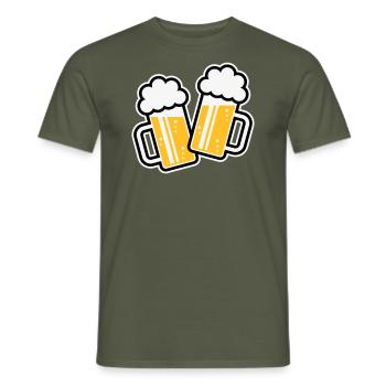 2 chopes de bière toast, à votre santé ! (Chopes à bière 3C) - T-shirt homme - vert militaire - Devant - AI Model Male 178 light (178cm)