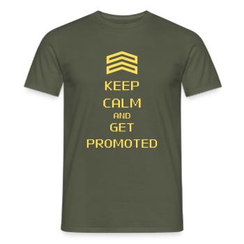 KEEP CALM AND GET PROMOTED Video Game Saying - Men's T-Shirt - military green - Front - AI Model Male 178 light (178cm)