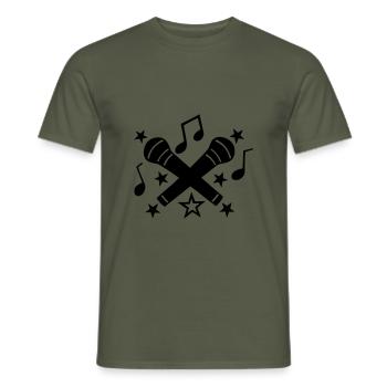 Microphon, Mikro, Noten, Sterne - Männer T-Shirt - Militärgrün - Vorne - AI Model Male 178 light (178cm)