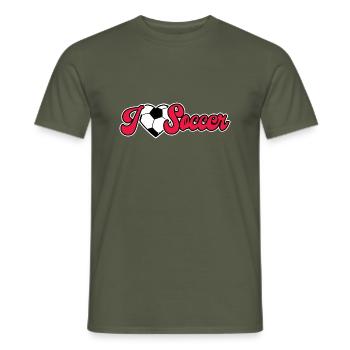 I love Soccer - Männer T-Shirt - Militärgrün - Vorne - AI Model Male 178 light (178cm)