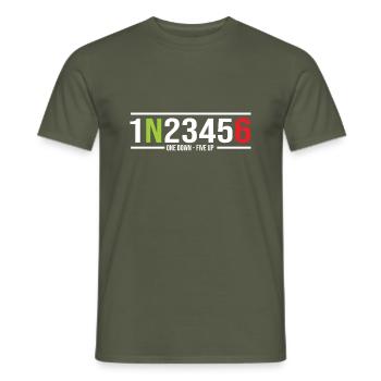 Motorcycle Gears 1N23456 One Down-Five Up - Men's T-Shirt - military green - Front - AI Model Male 178 light (178cm)