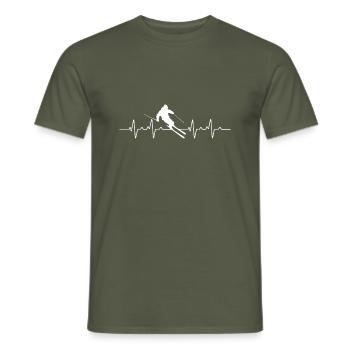 Ski Heartbeat Winter Sports - Men's T-Shirt - military green - Front - AI Model Male 178 light (178cm)