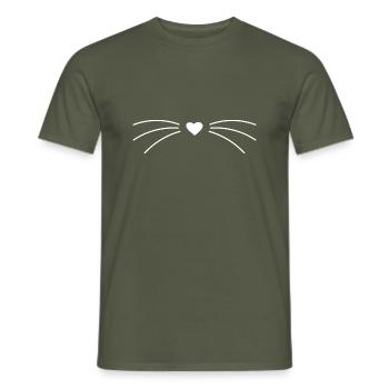 katze miau liebe haustier Hauskatze Katzengesicht - Männer T-Shirt - Militärgrün - Vorne - AI Model Male 178 light (178cm)
