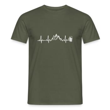 Mountains Heartbeat Mountain Beer - Men's T-Shirt - military green - Front - AI Model Male 178 light (178cm)
