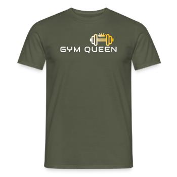 GYM QUEEN - Gym Motivation and Fitness Designs - Men's T-Shirt - military green - Front - AI Model Male 178 light (178cm)
