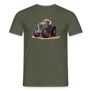 Denis the Angry Farmer - Men's T-Shirt - military green - Front - AI Model Male 178 light (178cm)
