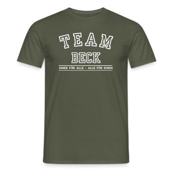 Team Beck Familie Nachname Einer für Alle - Männer T-Shirt - Militärgrün - Vorne - AI Model Male 178 light (178cm)