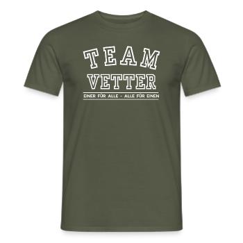 Team Vetter Familie Nachname Einer für Alle - Männer T-Shirt - Militärgrün - Vorne - AI Model Male 178 light (178cm)