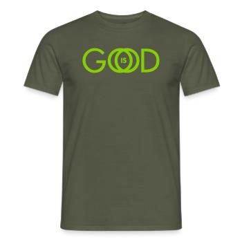 GOD IS GOOD - Men's T-Shirt - military green - Front - AI Model Male 178 light (178cm)
