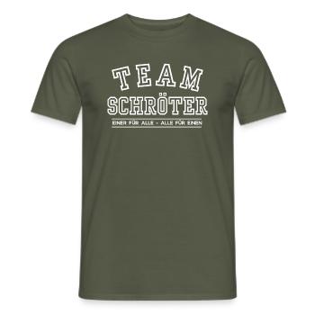 Team Schröter Familie Nachname Einer für Alle - Männer T-Shirt - Militärgrün - Vorne - AI Model Male 178 light (178cm)
