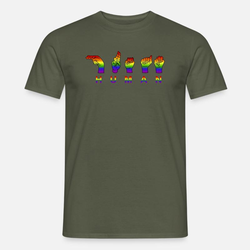 Human - Pride and Respect - Handzeichen - Männer T-Shirt - Militärgrün