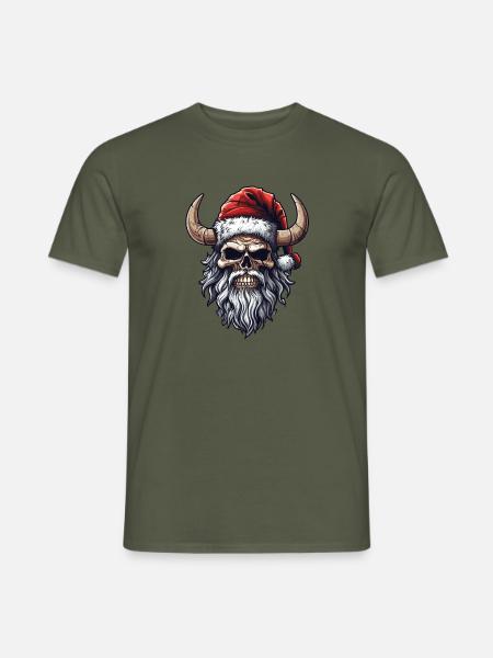 skull totenkopf, weihnachten der vikinger - Männer T-Shirt - Militärgrün