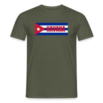 La Havane dans le drapeau cubain - T-shirt homme - vert militaire - Devant - AI Model Male 178 light (178cm)