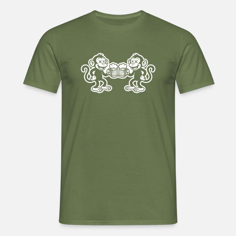 Affe Bier Prost - Männer T-Shirt - Militärgrün