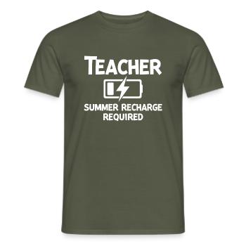Teacher Summer Recharge Required - Men's T-Shirt - military green - Front - AI Model Male 178 light (178cm)
