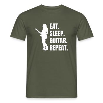 Plucked instrument Guitar Guitarist Musical Instrument - Men's T-Shirt - military green - Front - AI Model Male 178 light (178cm)