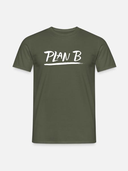 Aufdruck "Plan B weiß" - Männer T-Shirt - Militärgrün