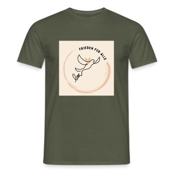 Sticker Rund Taube Frieden Abstrakt Beige - Männer T-Shirt - Militärgrün - Vorne - AI Model Male 178 light (178cm)