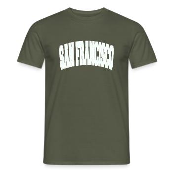 SAN FRANCISCO College - Männer T-Shirt - Militärgrün - Vorne - AI Model Male 178 light (178cm)
