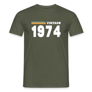 vintage 1974 - Men's T-Shirt - military green - Front - AI Model Male 178 light (178cm)