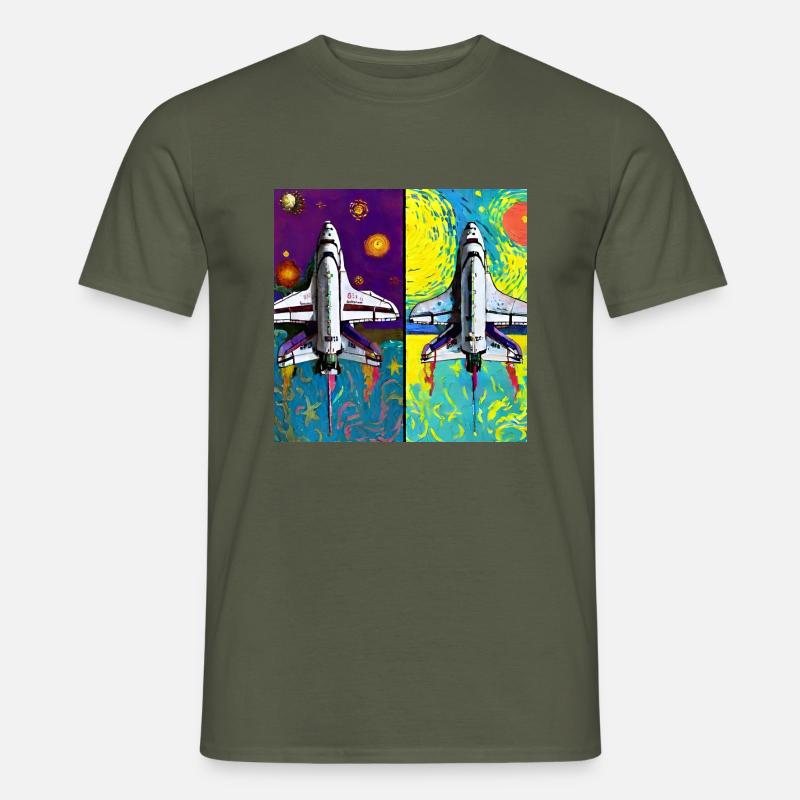 Space Shuttle Van Gogh - Männer T-Shirt - Militärgrün