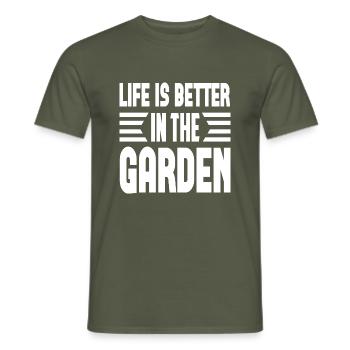 Life Is Better In The Garden - Men's T-Shirt - military green - Front - AI Model Male 178 light (178cm)