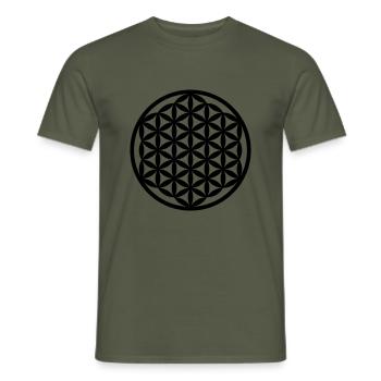 Fleur De Vie - T-shirt homme - vert militaire - Devant - AI Model Male 178 light (178cm)