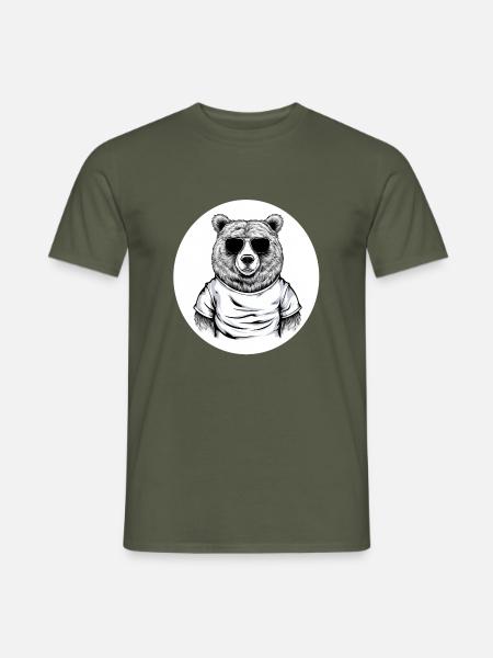 Bär, Knuddelbär mit Sonnenbrille - Männer T-Shirt - Militärgrün