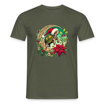 Christmas Turtle - Men's T-Shirt - military green - Front - AI Model Male 178 light (178cm)