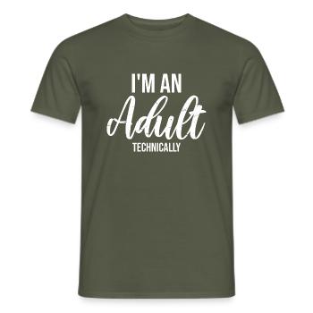 Je suis un adulte techniquement techniquement adulte blague - T-shirt homme - vert militaire - Devant - AI Model Male 178 light (178cm)