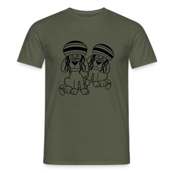 2 chiens Reggae Dreadlocks Chapeau Chill Détendu - T-shirt homme - vert militaire - Devant - AI Model Male 178 light (178cm)