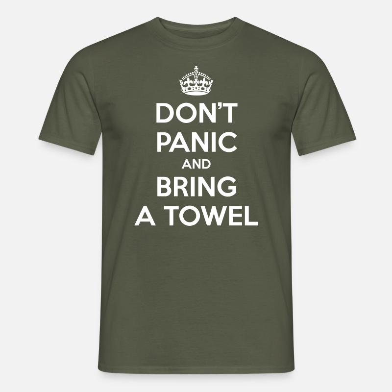 Don't panic and bring a towel (Keep Calm) - T-shirt homme - vert militaire