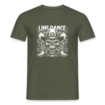 Line Dance Skull with Stetson and Boots and Lasso - Men's T-Shirt - military green - Front - AI Model Male 178 light (178cm)