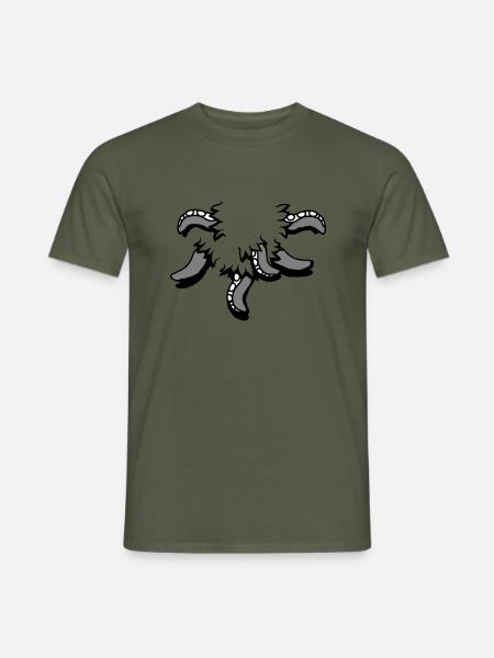 Tentakel, Octopus, Monster, Verscheurd Shirt, Alien - Heren T-shirt - militairgroen