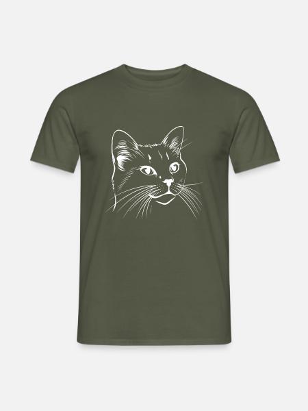 Katze, Katzenmotiv, Katzengesicht - Männer T-Shirt - Militärgrün