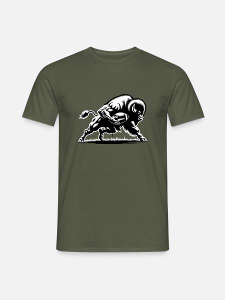 Büffel spielt American Football - Männer T-Shirt - Militärgrün
