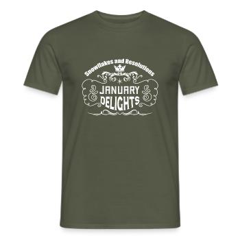 Snowflakes and Resolutions: January Delights. - T-shirt homme - vert militaire - Devant - AI Model Male 178 light (178cm)